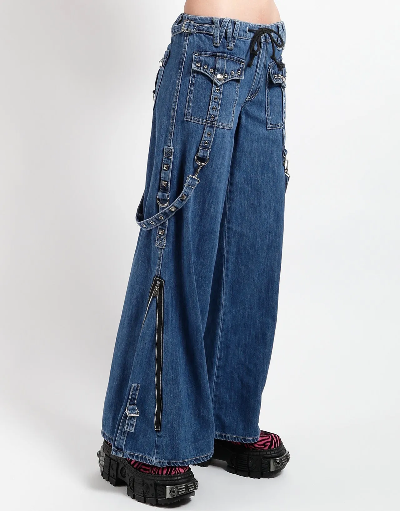 STUDDED POWER PANT BLUE DENIM sold by Tripp nyc product image thumbnail 3