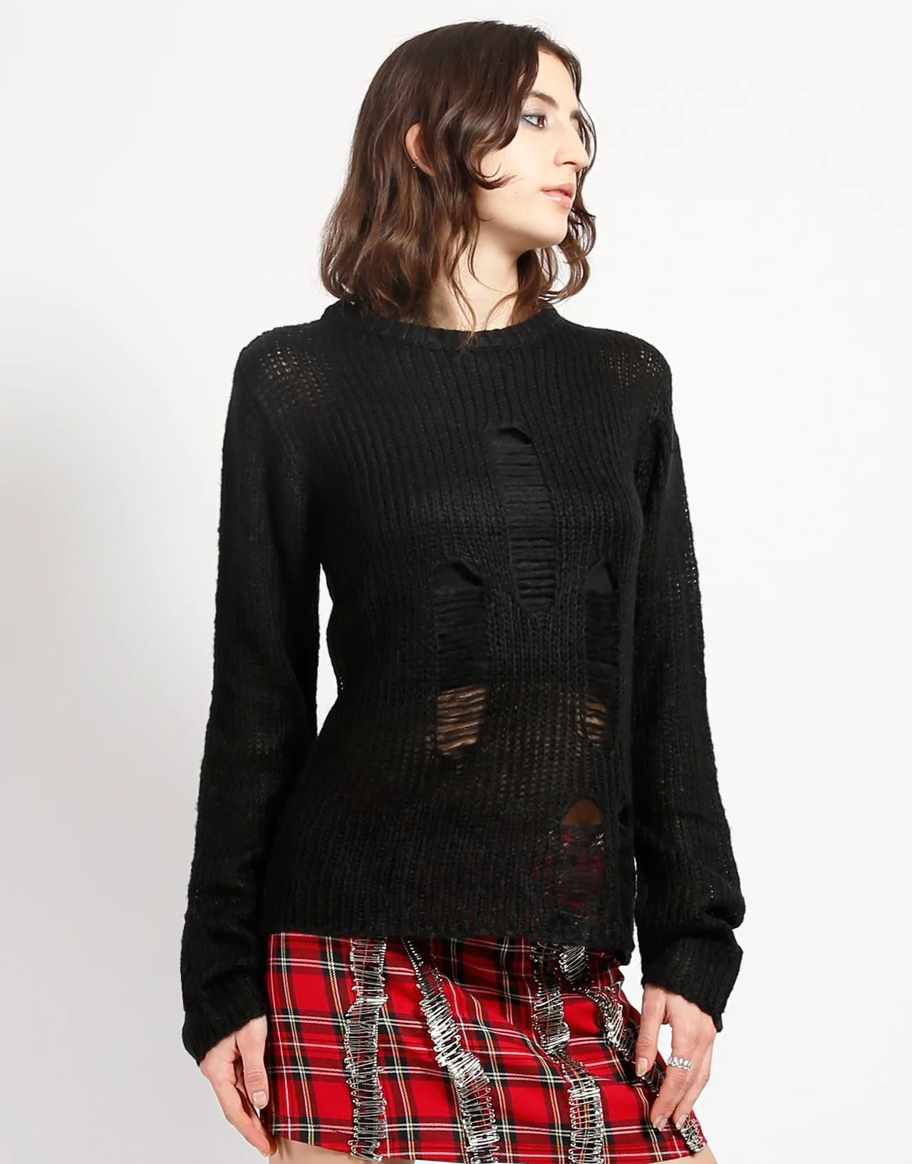 RAG STRIPE SWEATER BLACK sold by Tripp nyc product image thumbnail 3