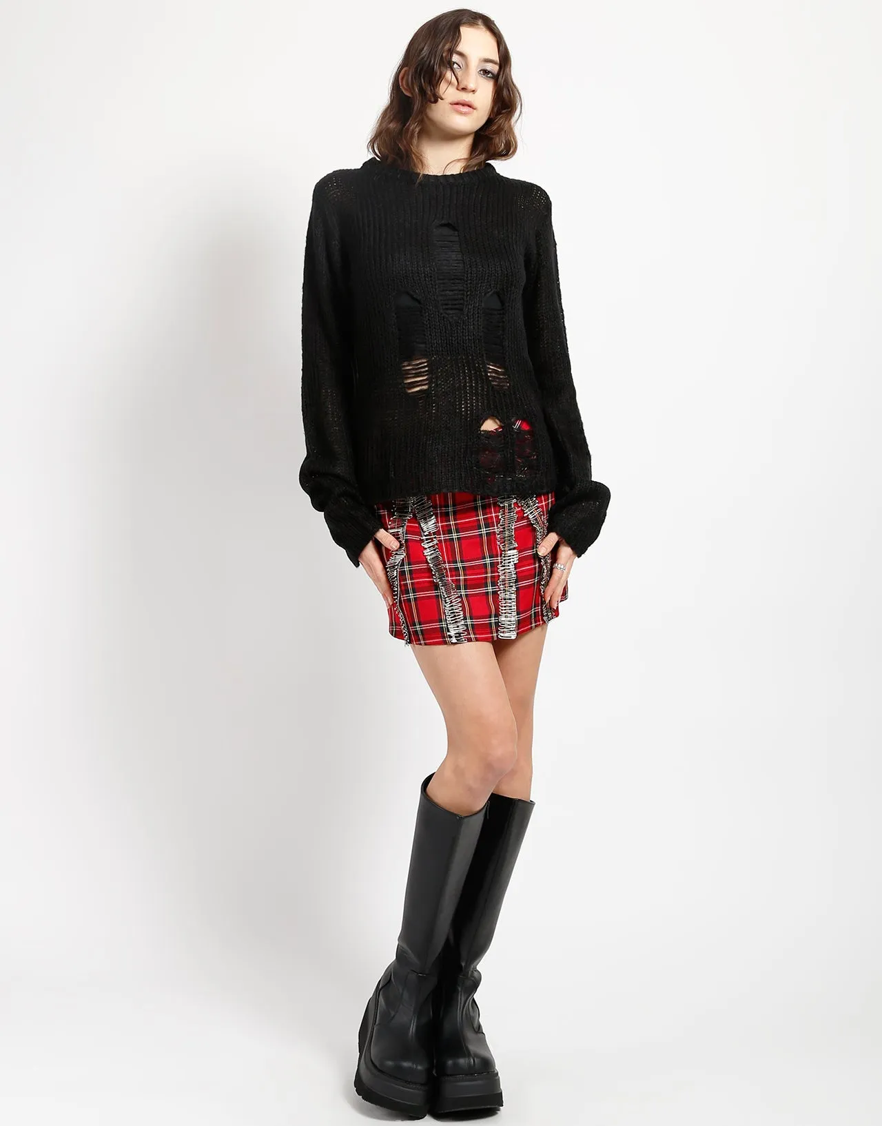 RAG STRIPE SWEATER BLACK sold by Tripp nyc product image thumbnail 2