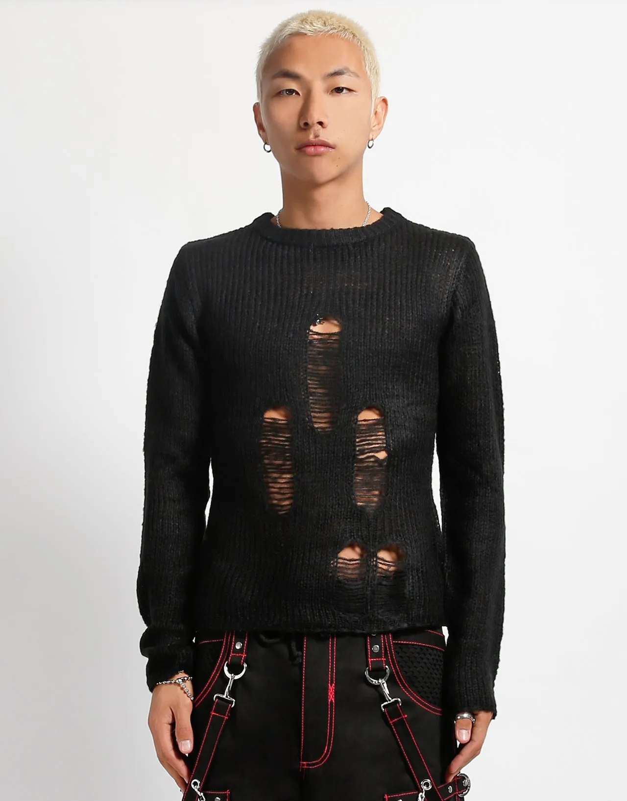 RAG STRIPE SWEATER BLACK sold by Tripp nyc product image thumbnail 5