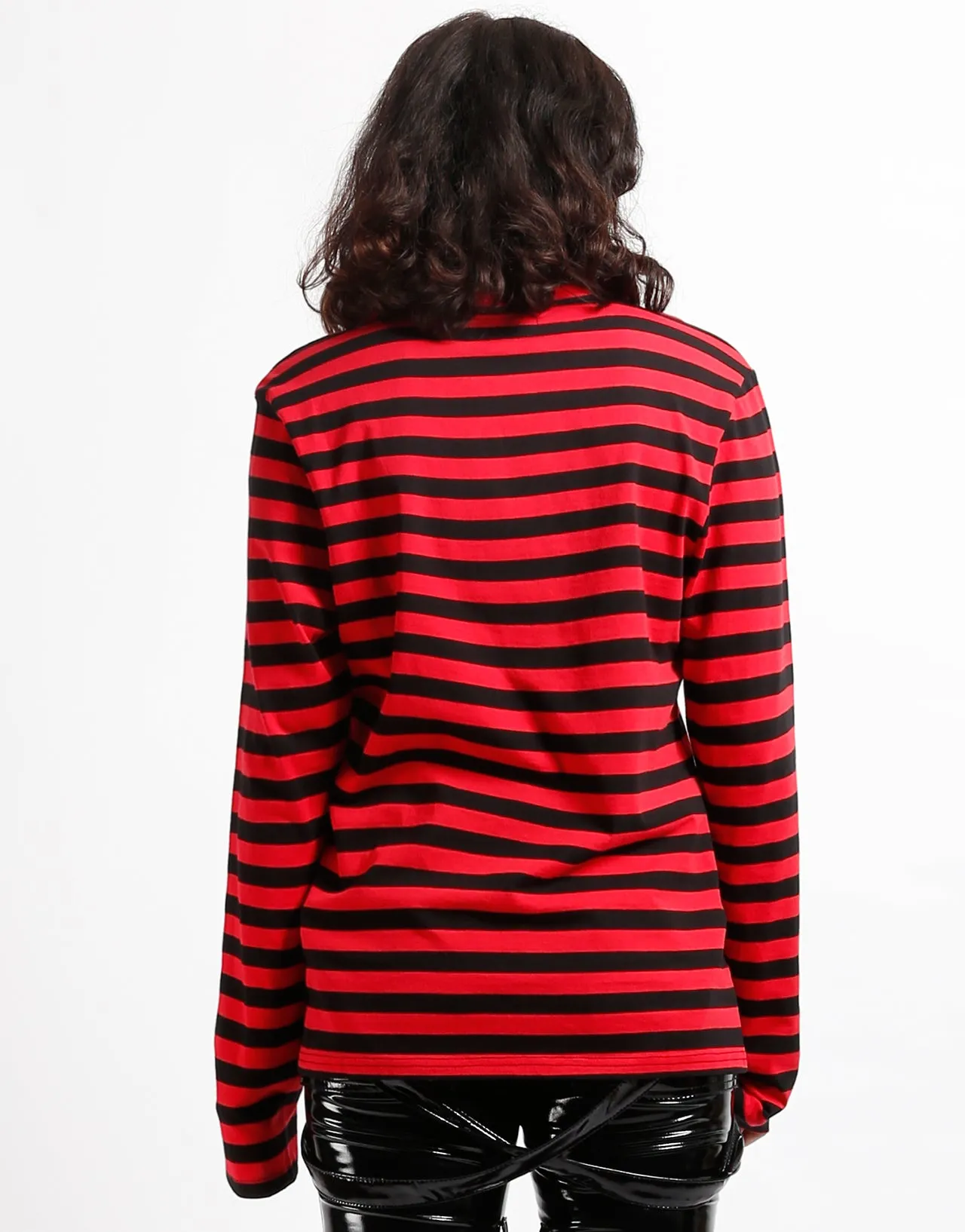 SKULL STRIPE KNIT TOP BLACK/RED sold by Tripp nyc product image thumbnail 4