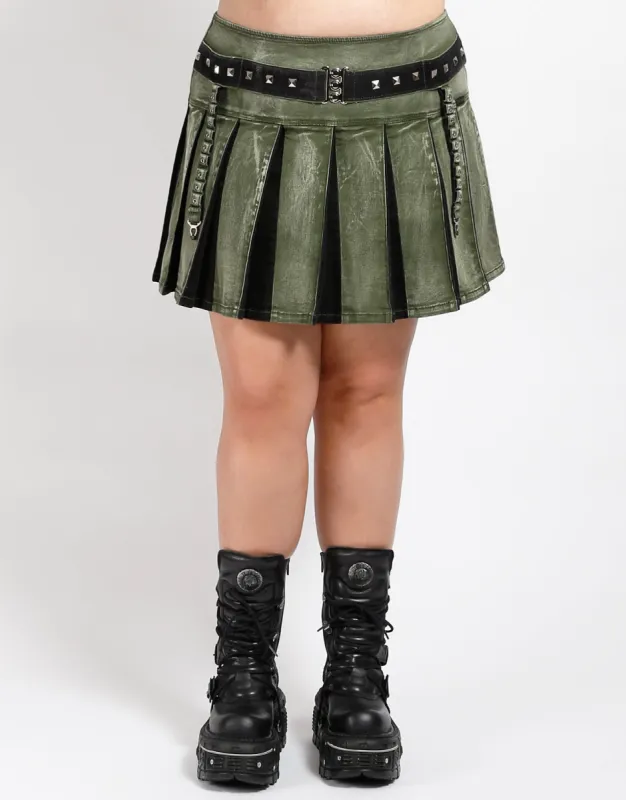 CURVE PEACE PLEATED SKIRT ARMY sold by Tripp nyc