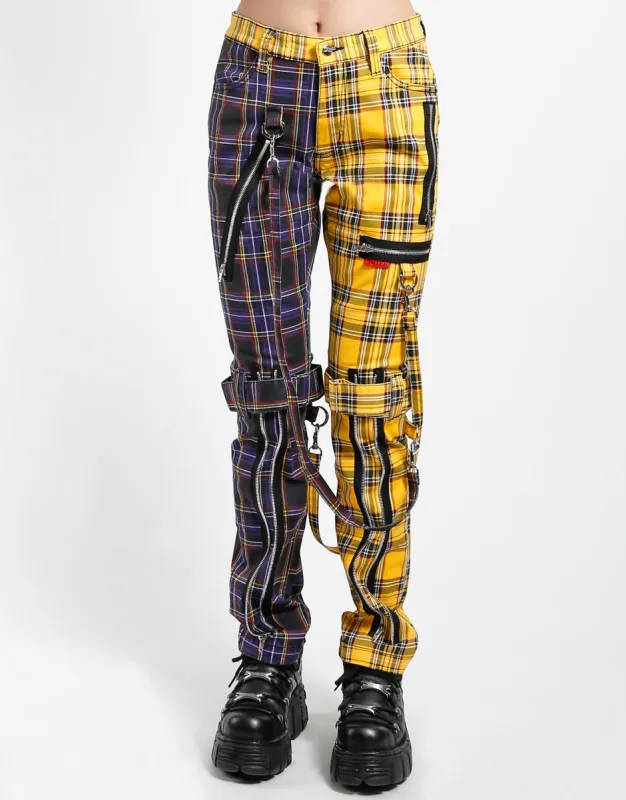 SPLIT LEG BONDAGE PANT PURPLE/YELLOW PLAID sold by Tripp nyc