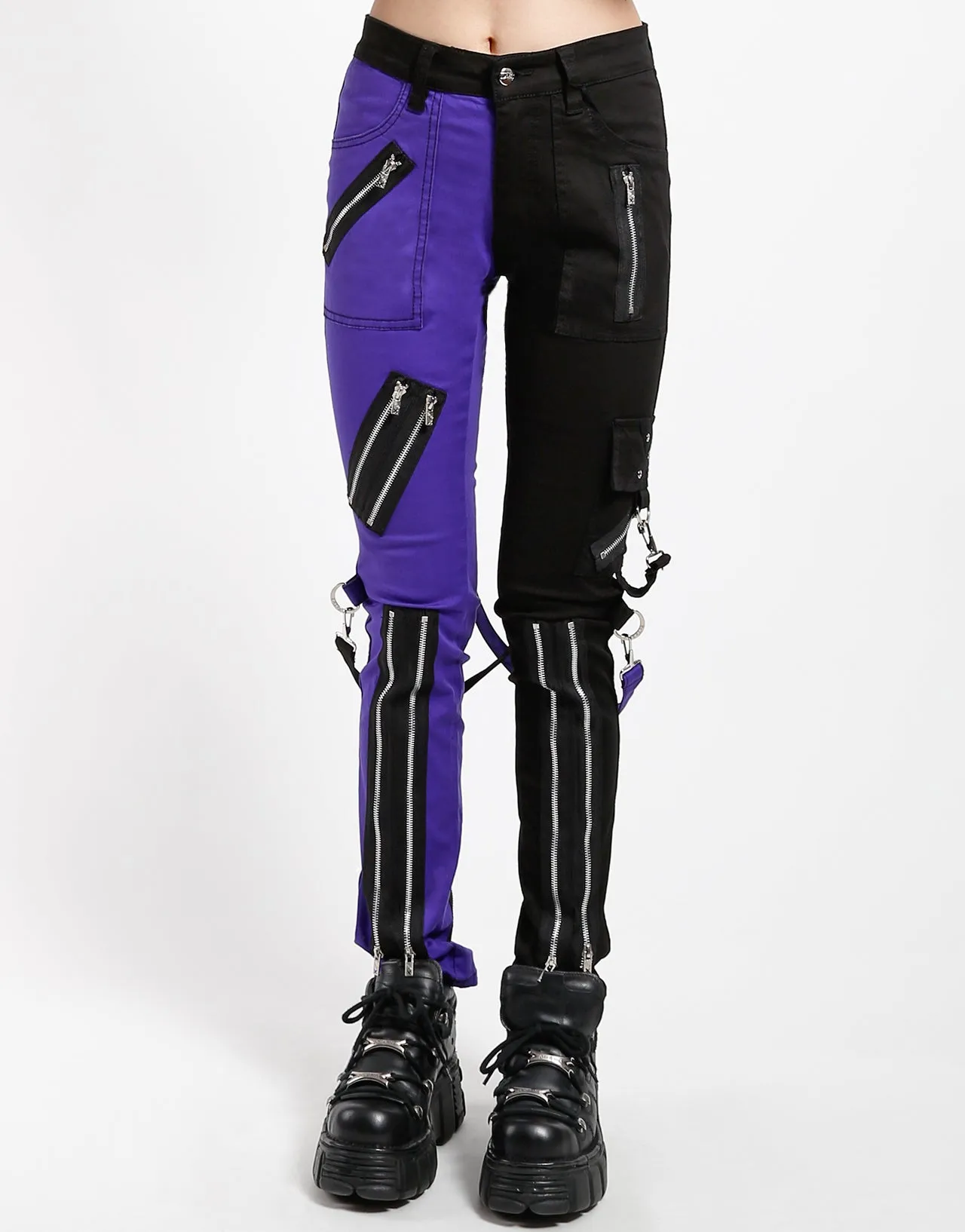 SPLIT LEG BONDAGE PANT BLK PURPLE sold by Tripp nyc
