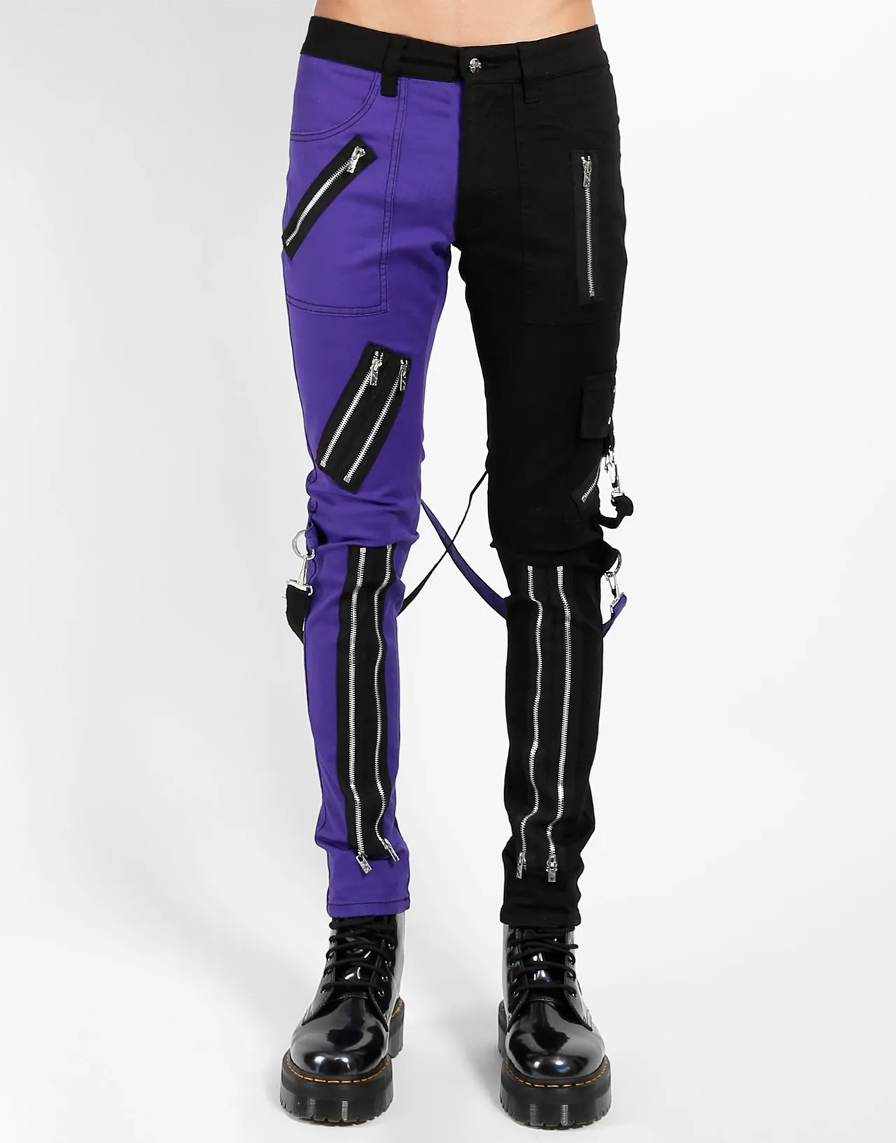 SPLIT LEG BONDAGE PANT BLK PURPLE sold by Tripp nyc product image thumbnail 5