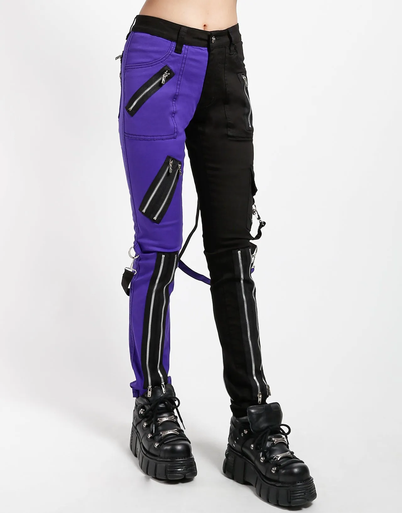SPLIT LEG BONDAGE PANT BLK PURPLE sold by Tripp nyc product image thumbnail 3