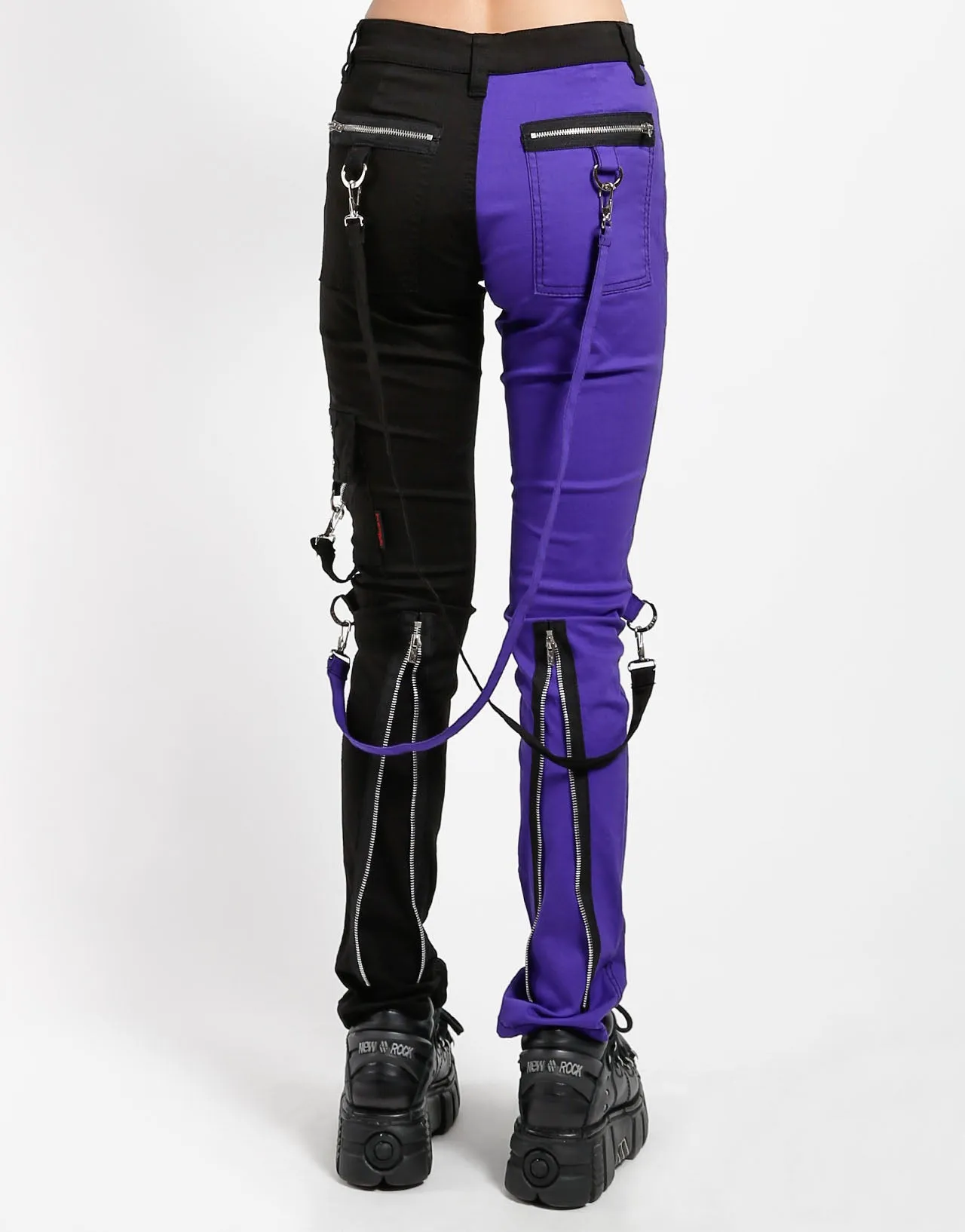 SPLIT LEG BONDAGE PANT BLK PURPLE sold by Tripp nyc product image thumbnail 4