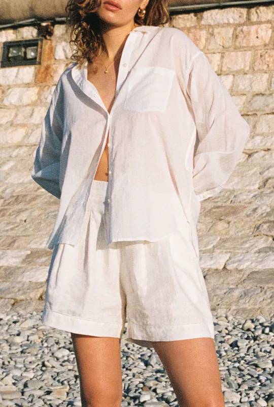 Blake Oversized Shirt White Voile sold by Trovata