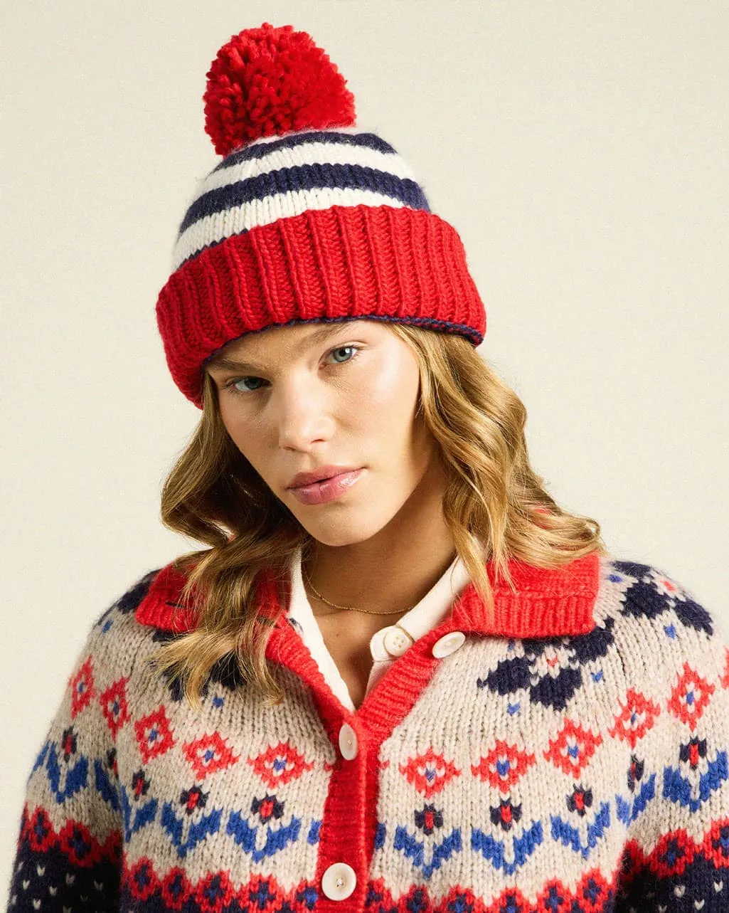 Beanie Navy Stripe With Red sold by Trovata product image thumbnail 2