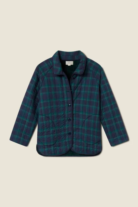 Ginny Quilted Jacket Nocturne Plaid sold by Trovata