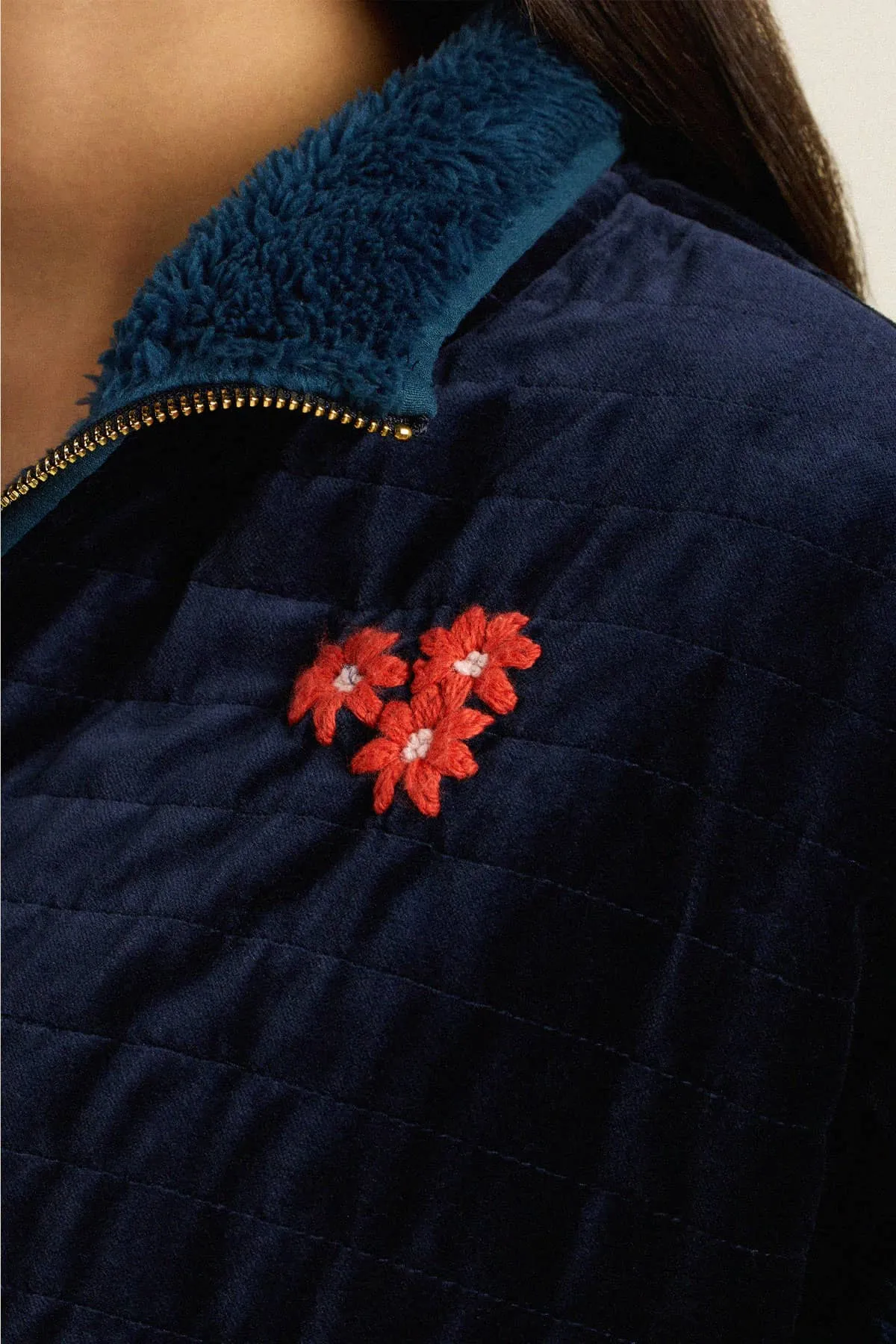 Lennox Zip-Up Dark Sapphire Velvet sold by Trovata product image thumbnail 3