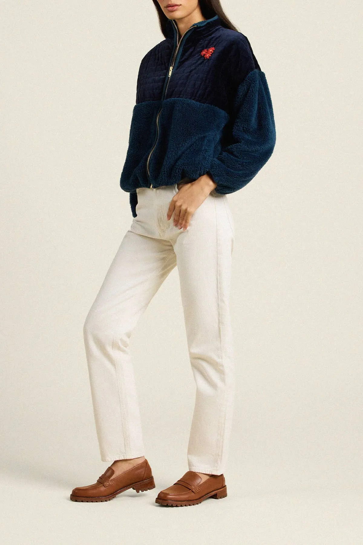 Lennox Zip-Up Dark Sapphire Velvet sold by Trovata product image thumbnail 5