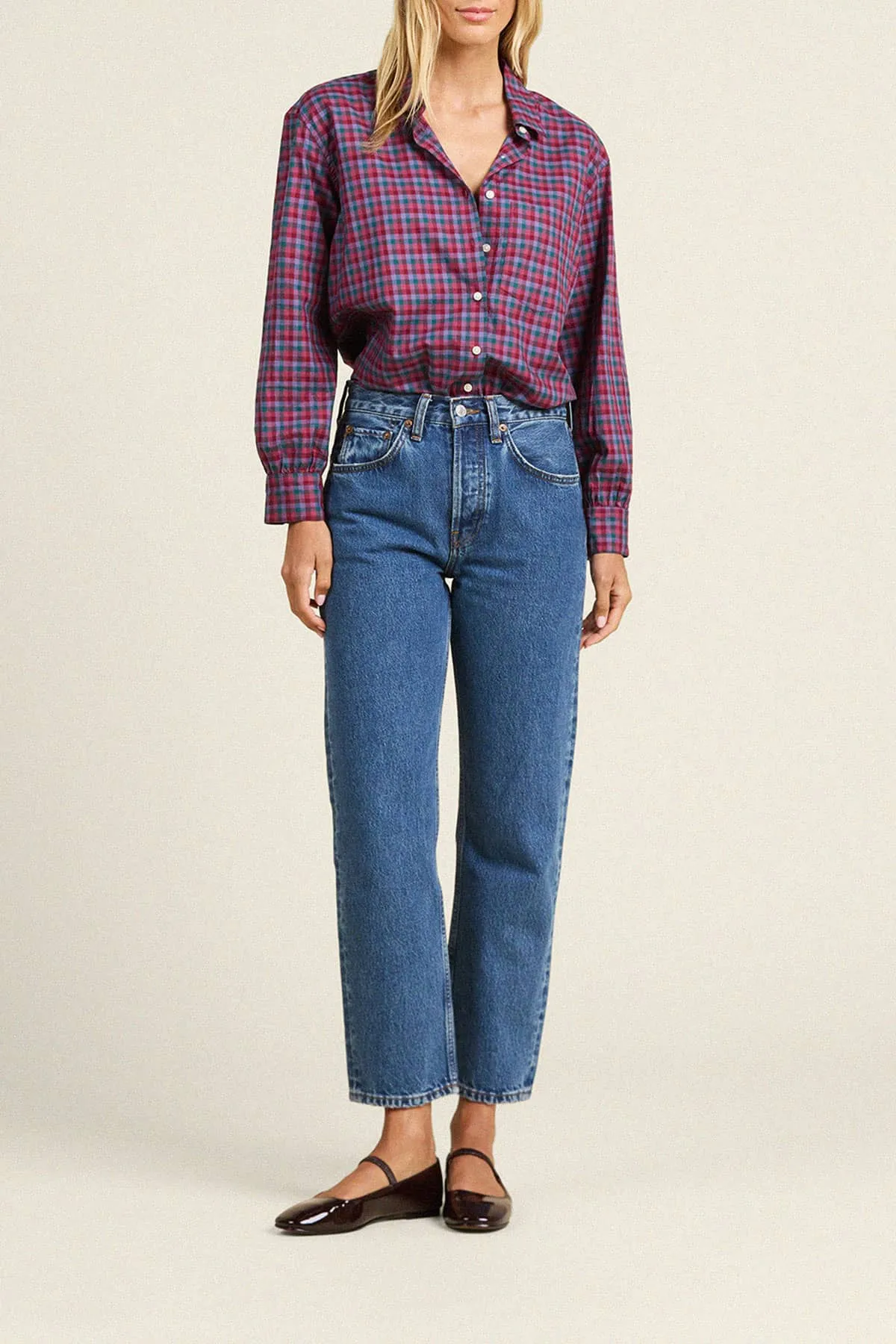 Blake Oversized Shirt Poppy & Pine Check sold by Trovata product image thumbnail 2