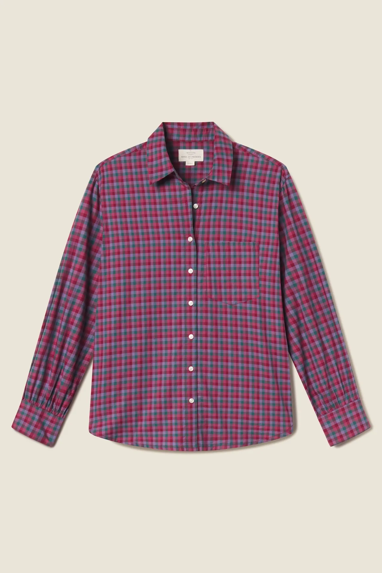 Blake Oversized Shirt Poppy & Pine Check sold by Trovata