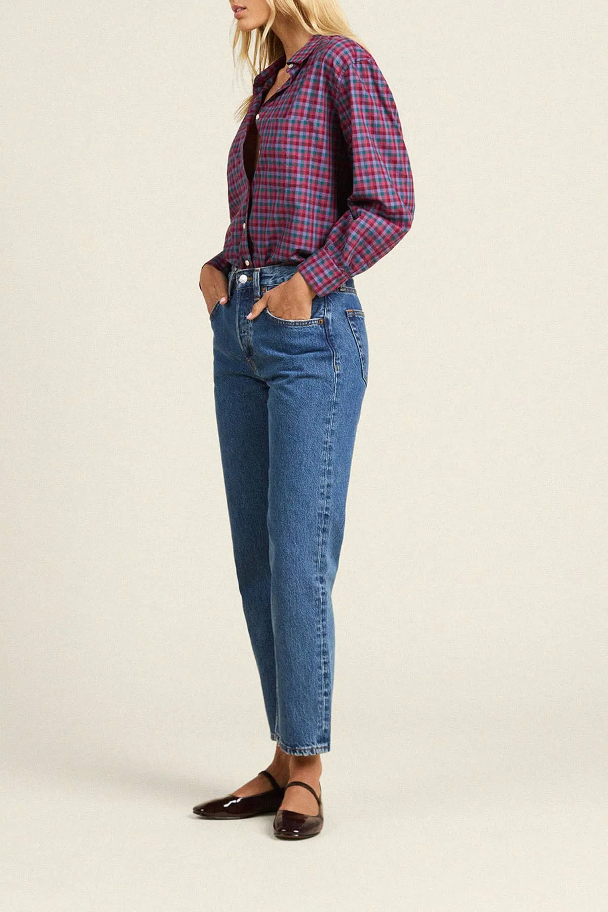 Blake Oversized Shirt Poppy & Pine Check sold by Trovata product image thumbnail 3