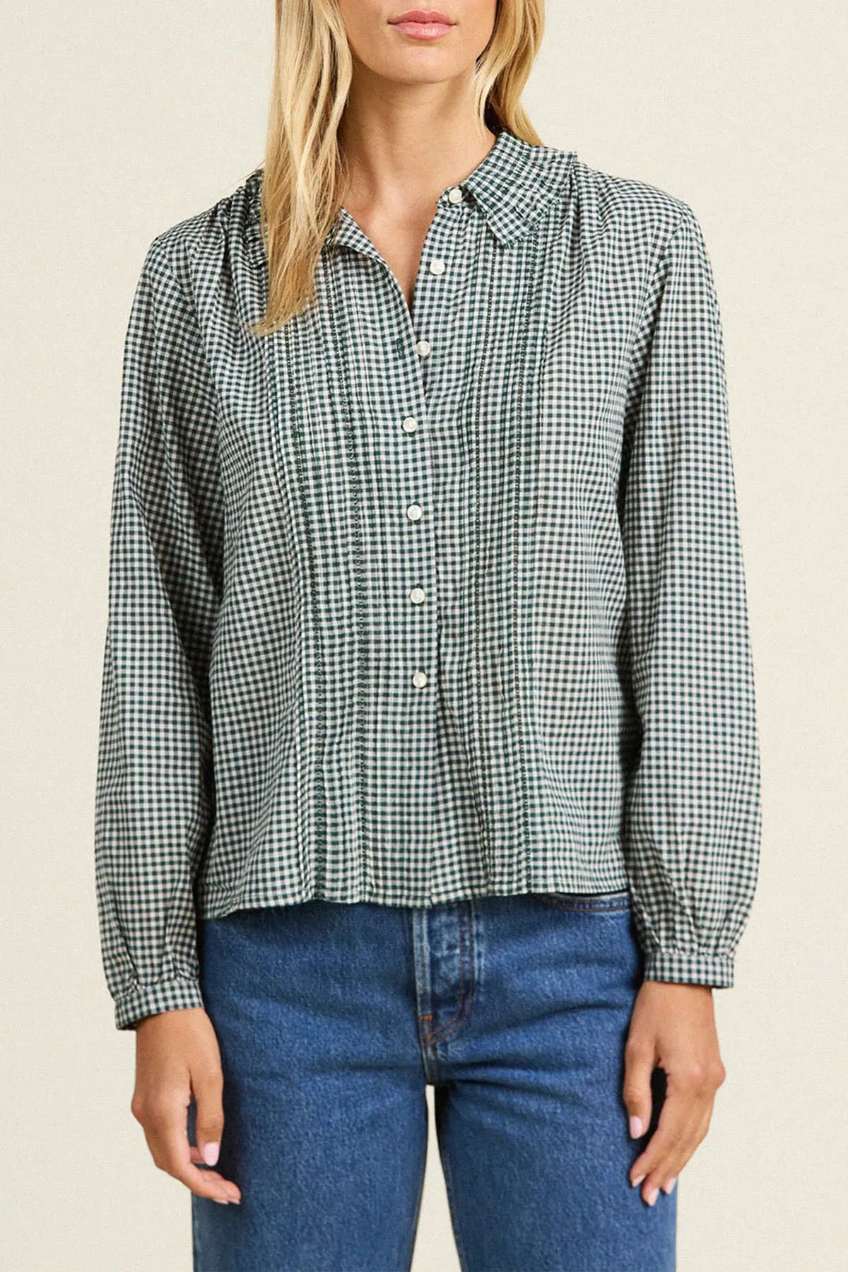 Alise Blouse Caspian Check sold by Trovata product image thumbnail 2