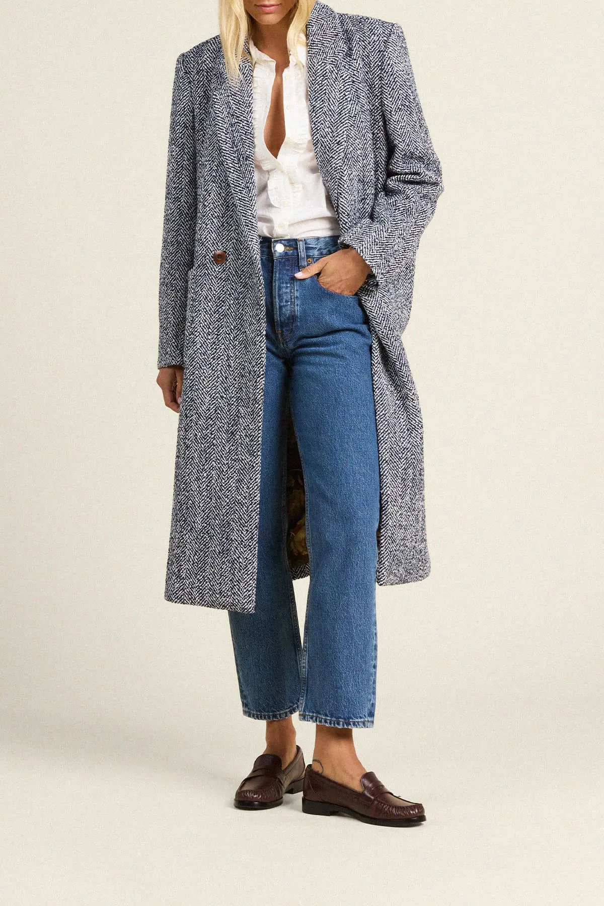 Lars Coat Navy Herringbone sold by Trovata product image thumbnail 3