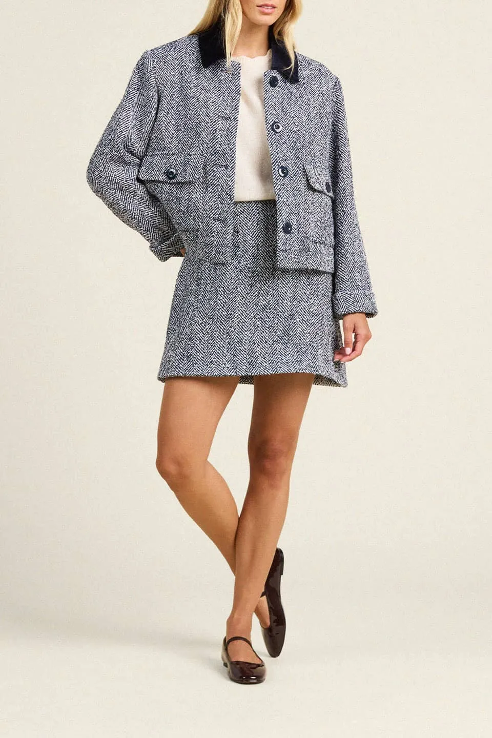 Atlas Jacket Navy Herringbone sold by Trovata product image thumbnail 3