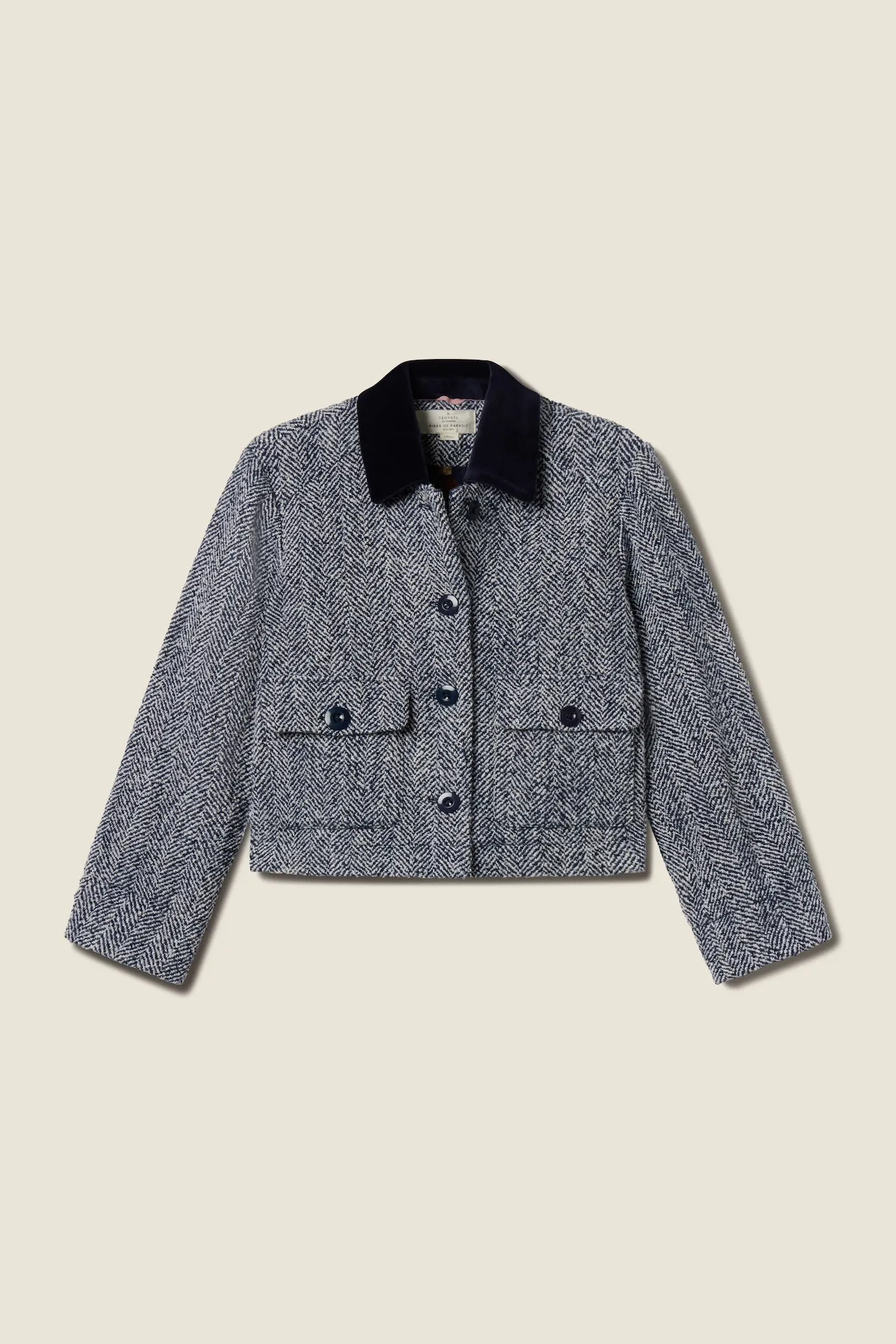Atlas Jacket Navy Herringbone sold by Trovata