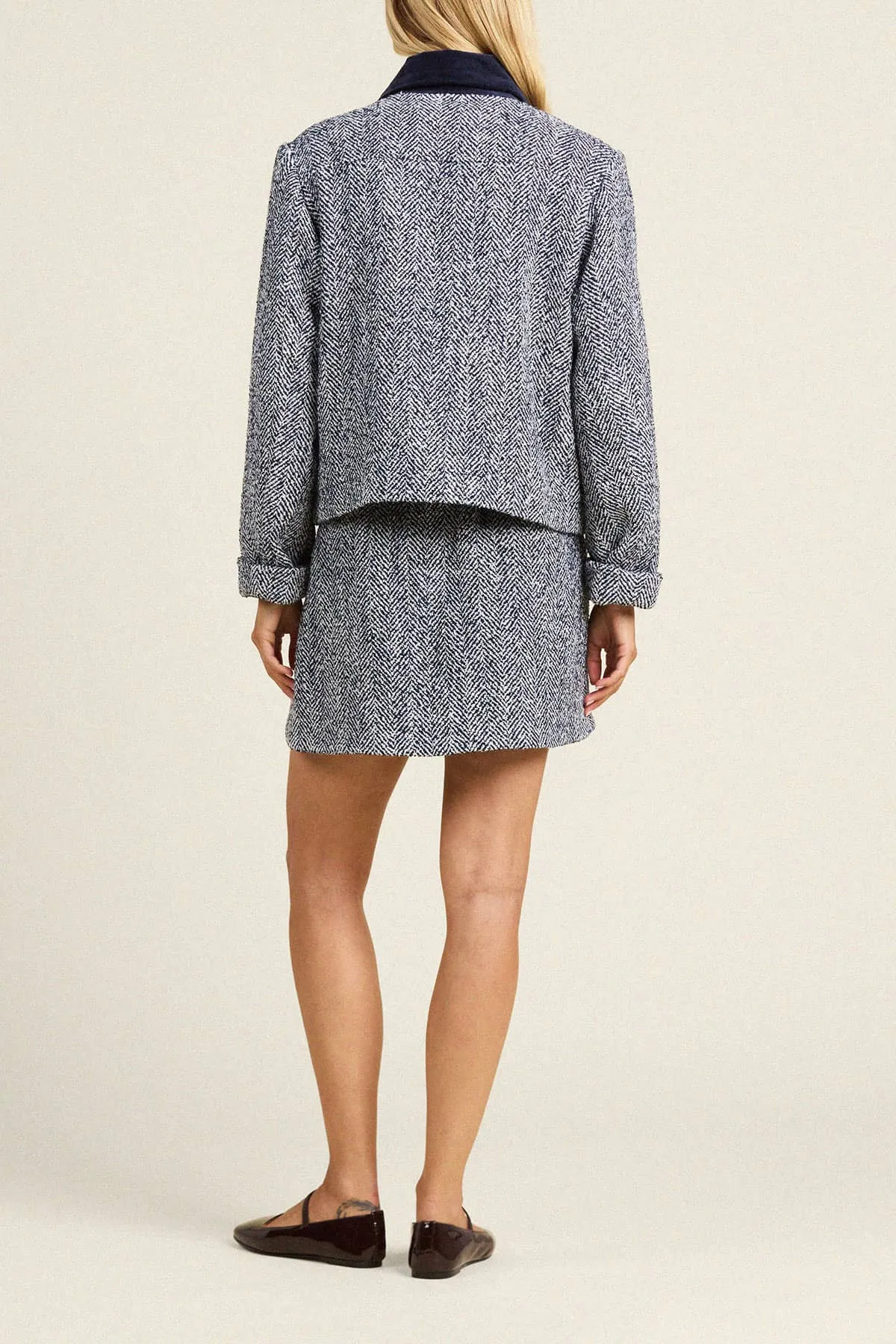 Atlas Jacket Navy Herringbone sold by Trovata product image thumbnail 5