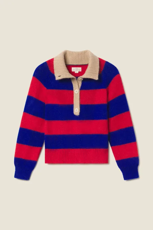 Juneau Sweater Red & Blue Stripe sold by Trovata