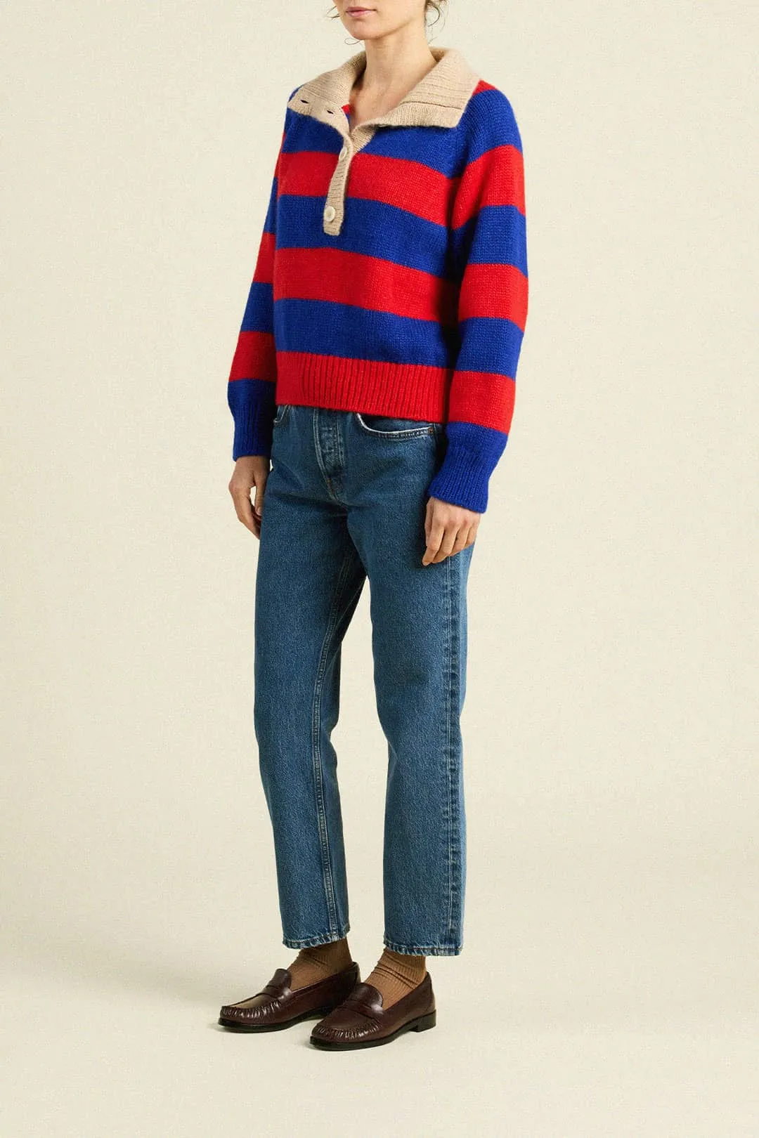 Juneau Sweater Red & Blue Stripe sold by Trovata product image thumbnail 3
