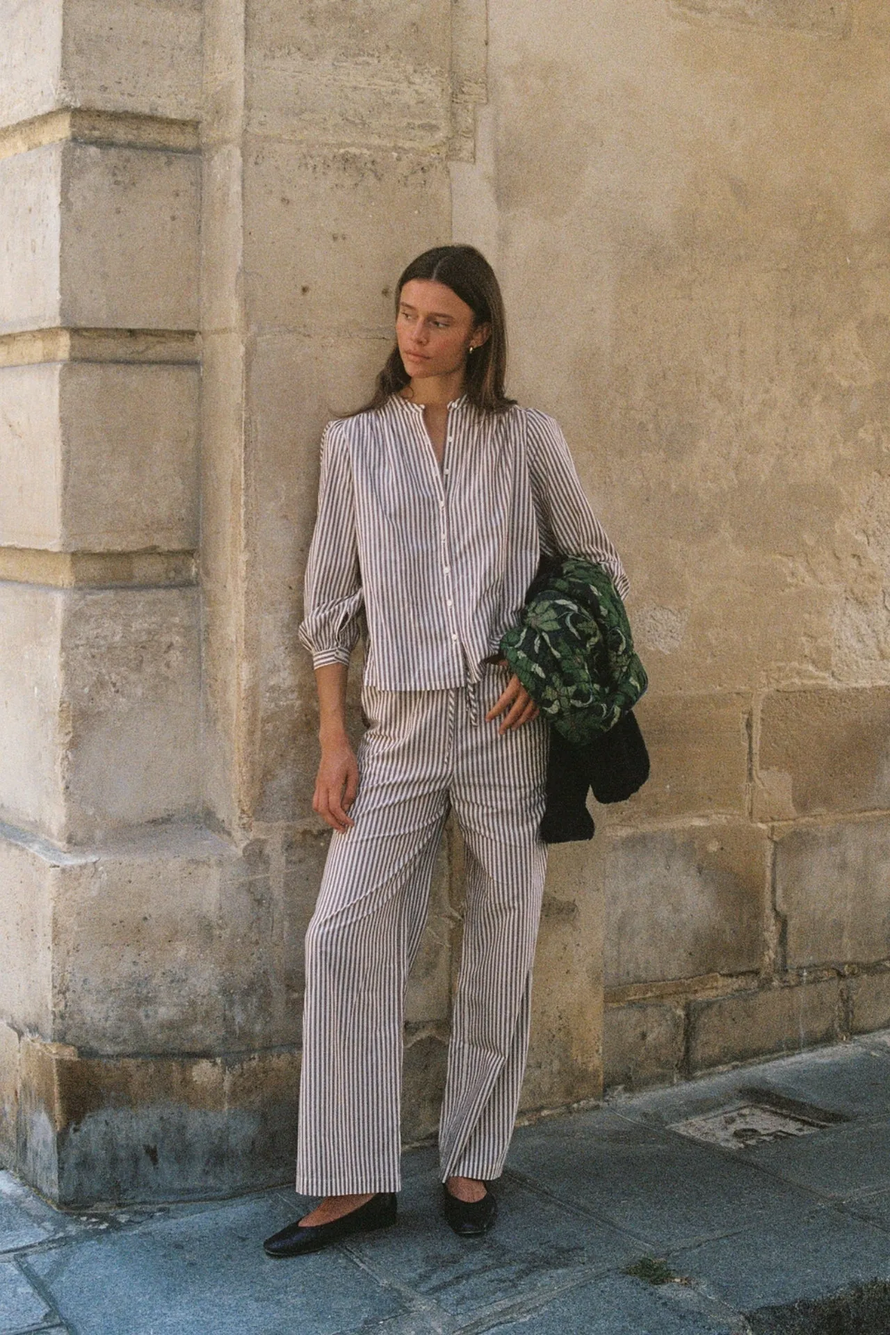 Clara Blouse Burgundy Stripe sold by Trovata