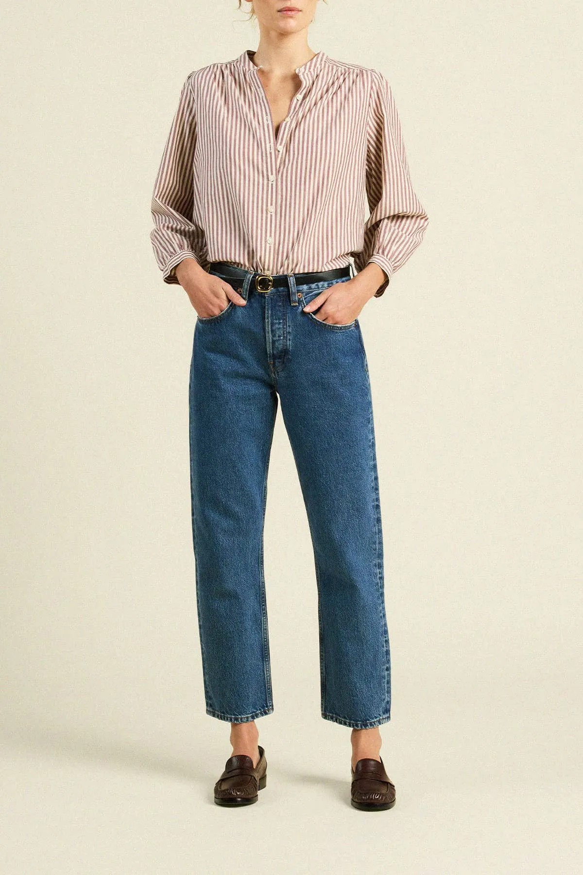 Clara Blouse Burgundy Stripe sold by Trovata product image thumbnail 3