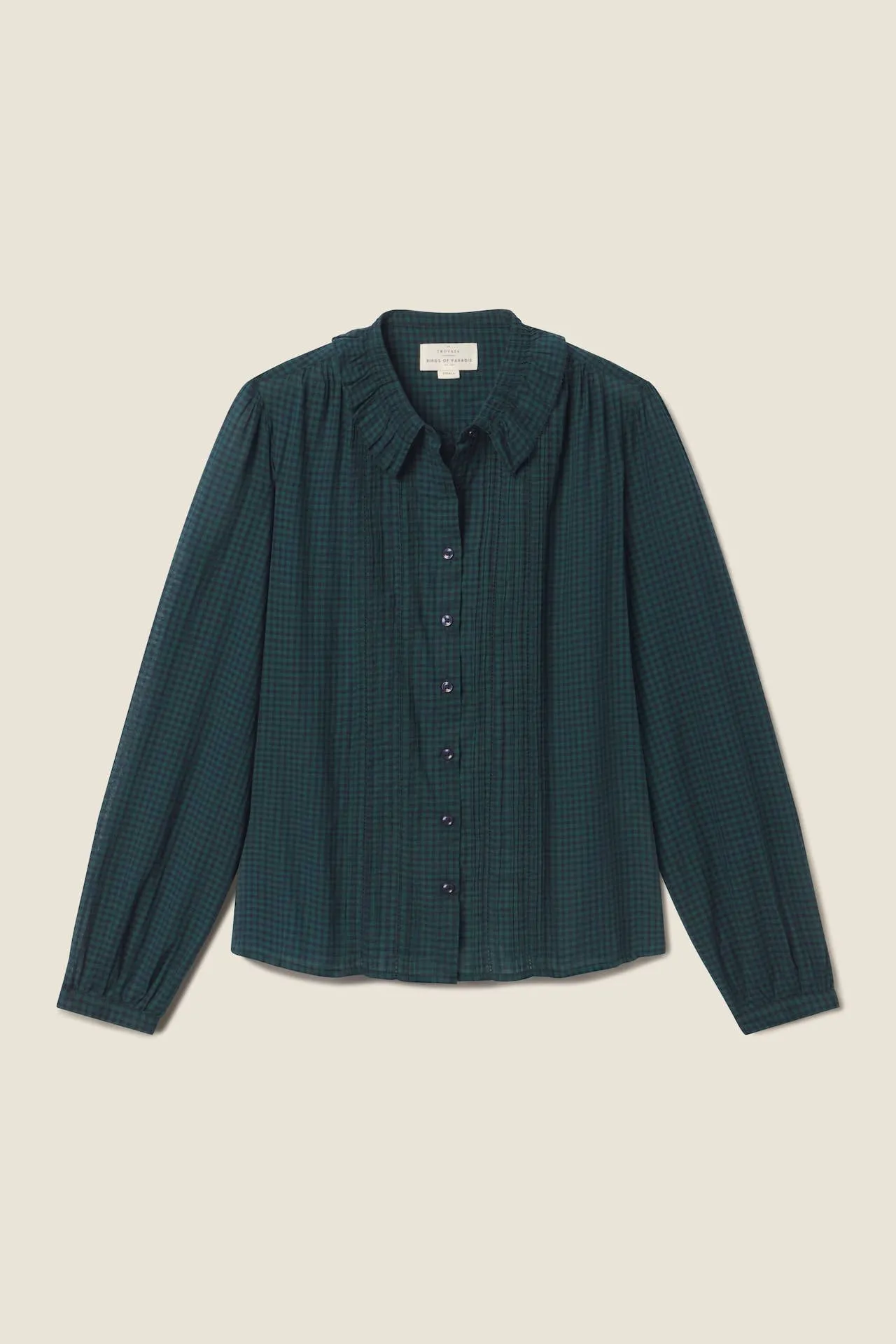 Alise Blouse Sea Pine Check sold by Trovata