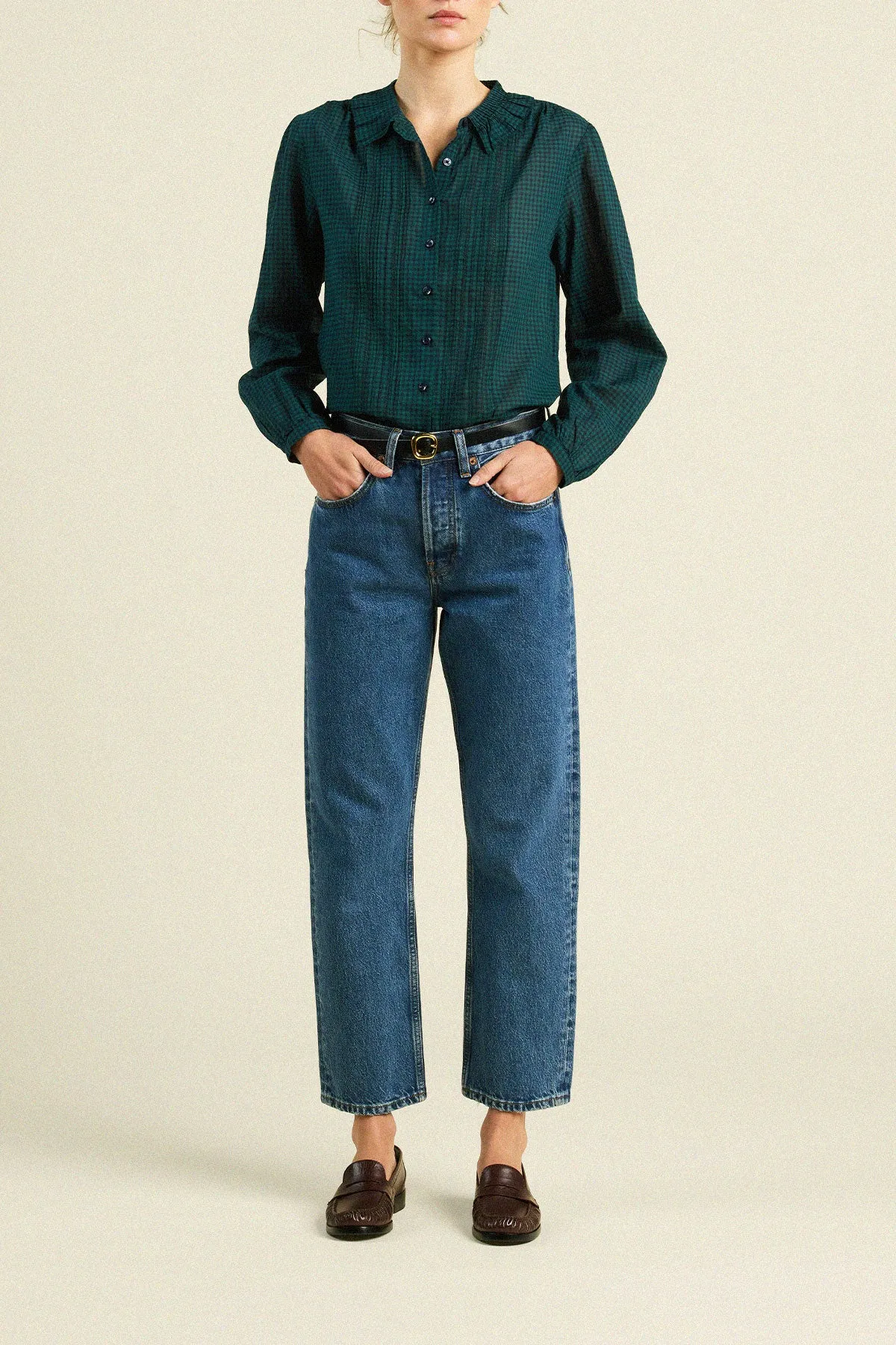 Alise Blouse Sea Pine Check sold by Trovata product image thumbnail 2