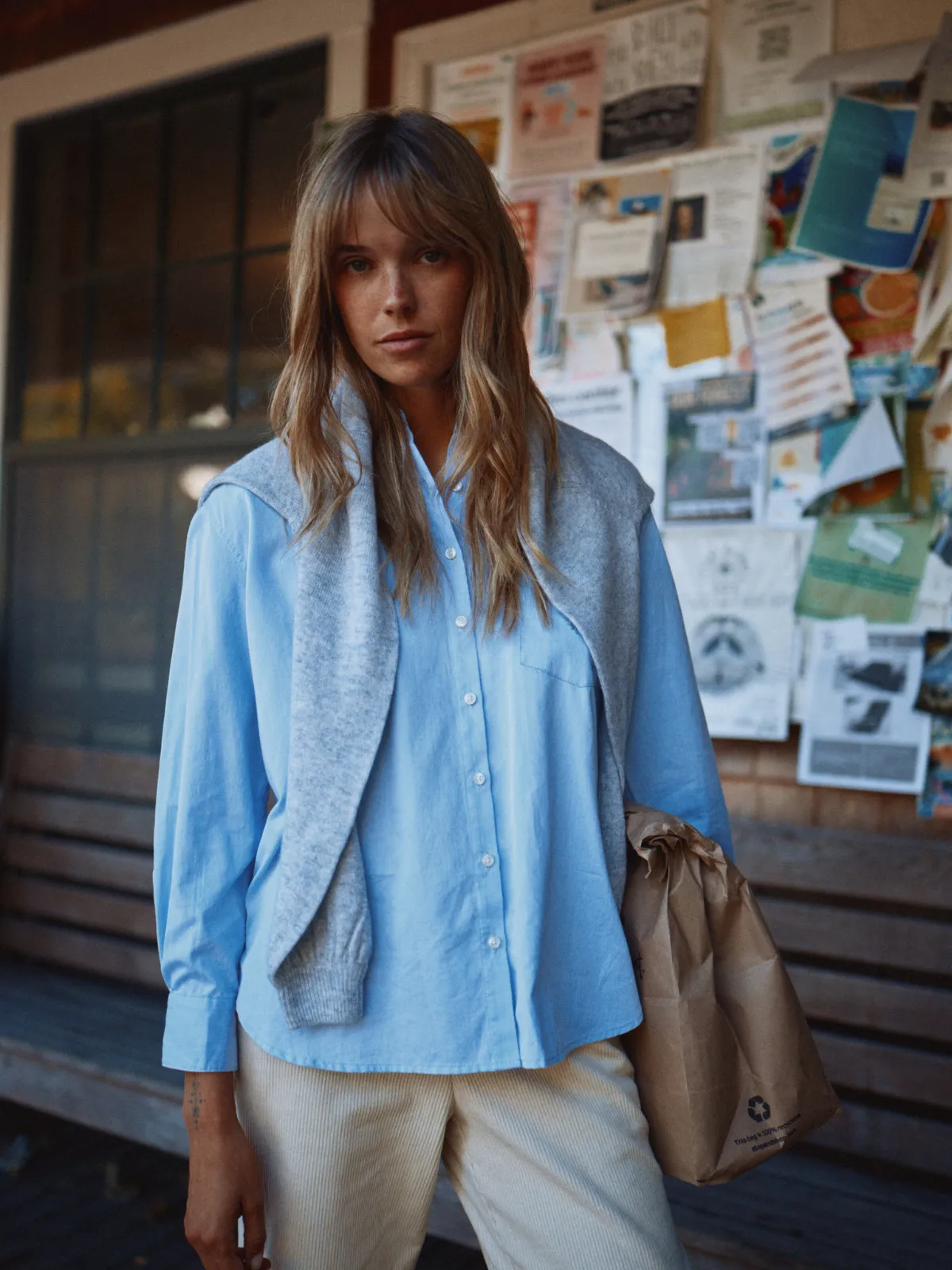 Blake Oversized Shirt Light Blue sold by Trovata