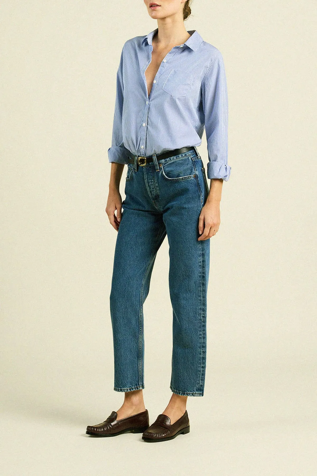 Grace Classic Shirt Blue/White Stripe sold by Trovata product image thumbnail 5