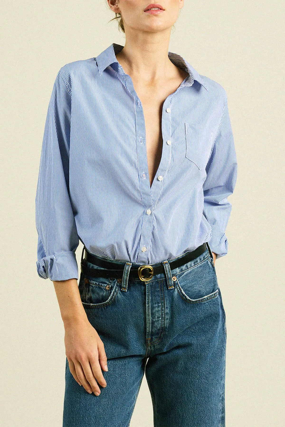 Grace Classic Shirt Blue/White Stripe sold by Trovata product image thumbnail 3