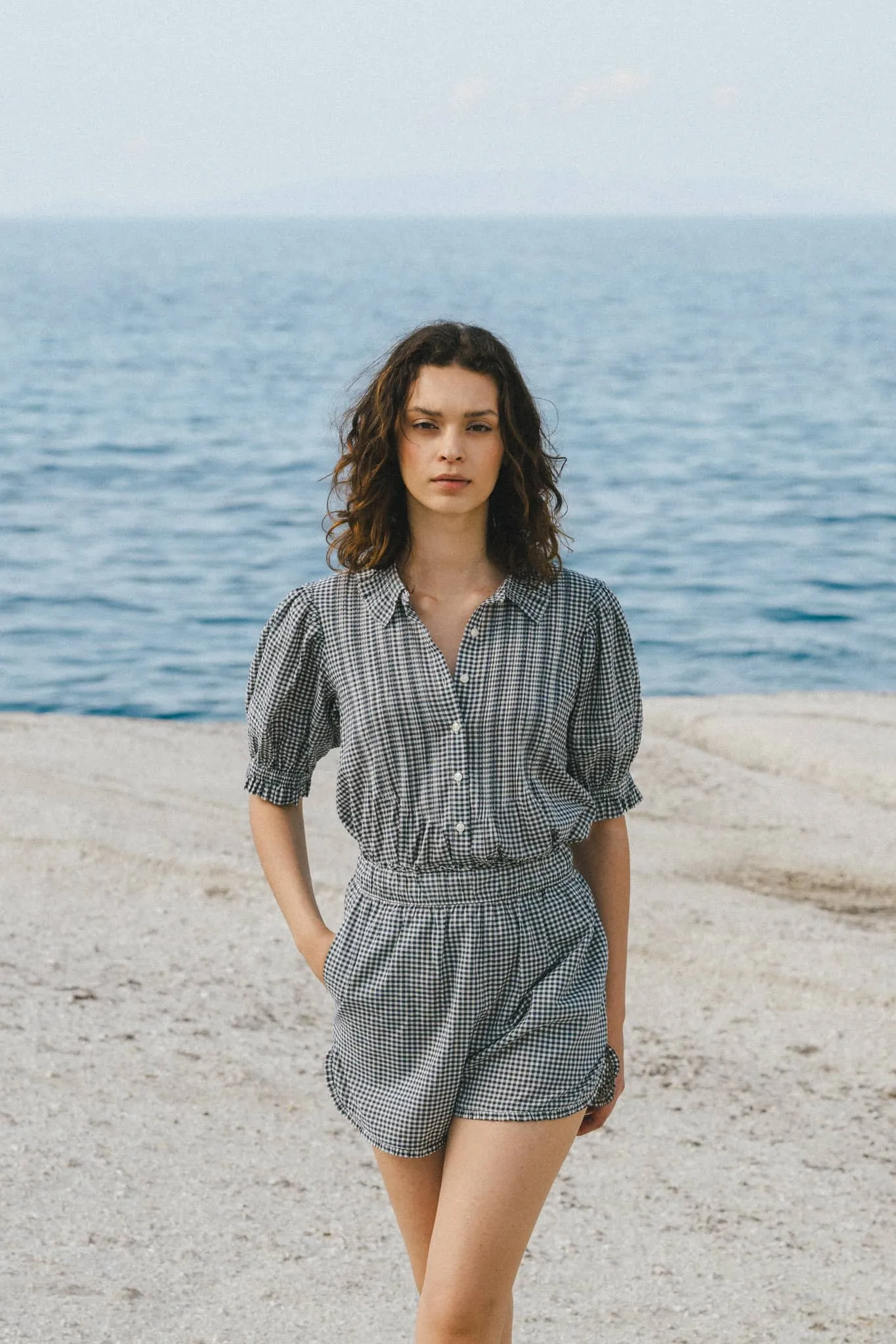 Lucille Short Inkwell Gingham sold by Trovata product image thumbnail 2