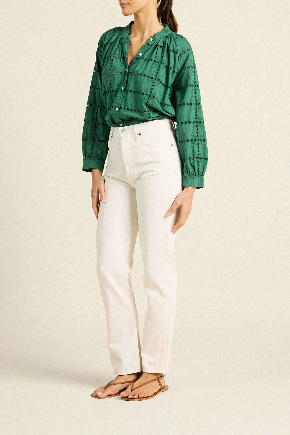 Mena Blouse Emerald Eyelet sold by Trovata product image thumbnail 4
