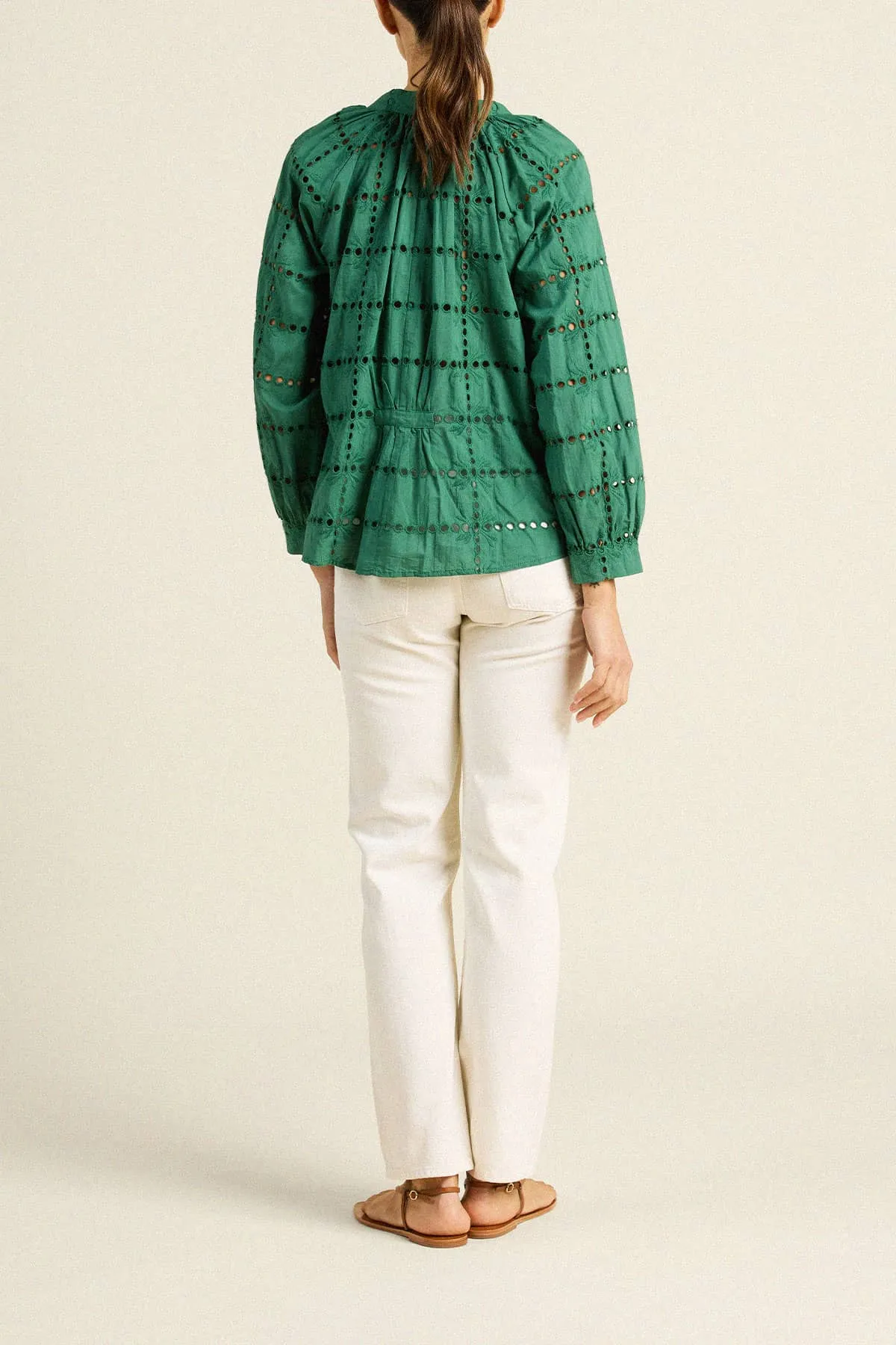 Mena Blouse Emerald Eyelet sold by Trovata product image thumbnail 5