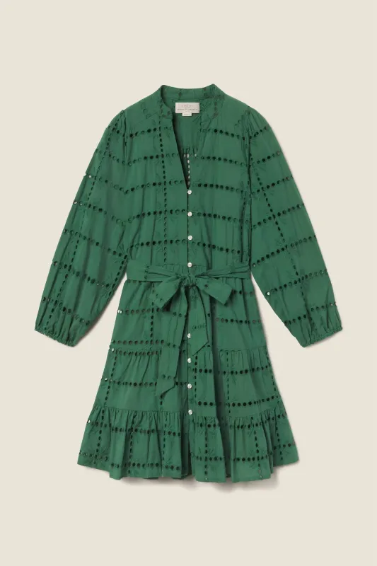 Celeste Dress Emerald Eyelet sold by Trovata