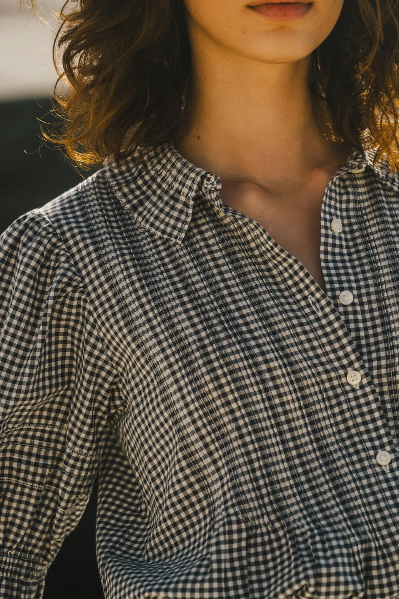 Jess Blouse Inkwell Gingham sold by Trovata product image thumbnail 2