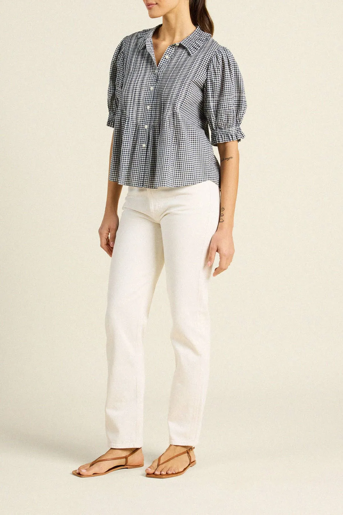 Jess Blouse Inkwell Gingham sold by Trovata product image thumbnail 4