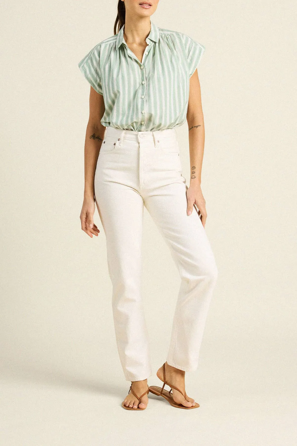 Della Shirt Green Cabana Stripe sold by Trovata product image thumbnail 2