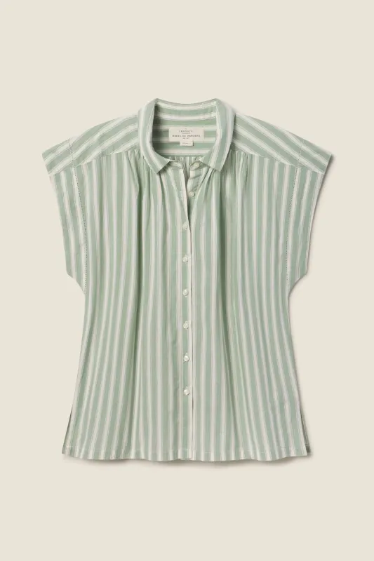 Della Shirt Green Cabana Stripe sold by Trovata