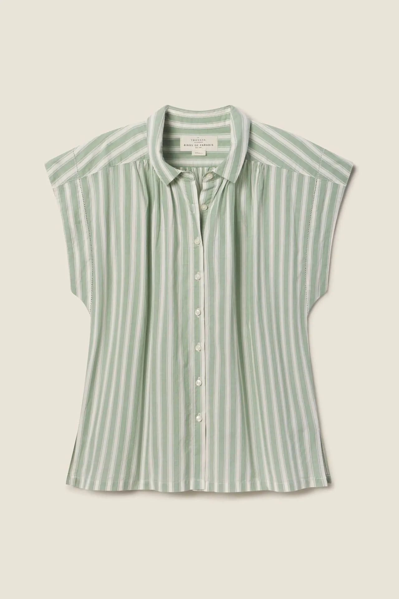 Della Shirt Green Cabana Stripe sold by Trovata