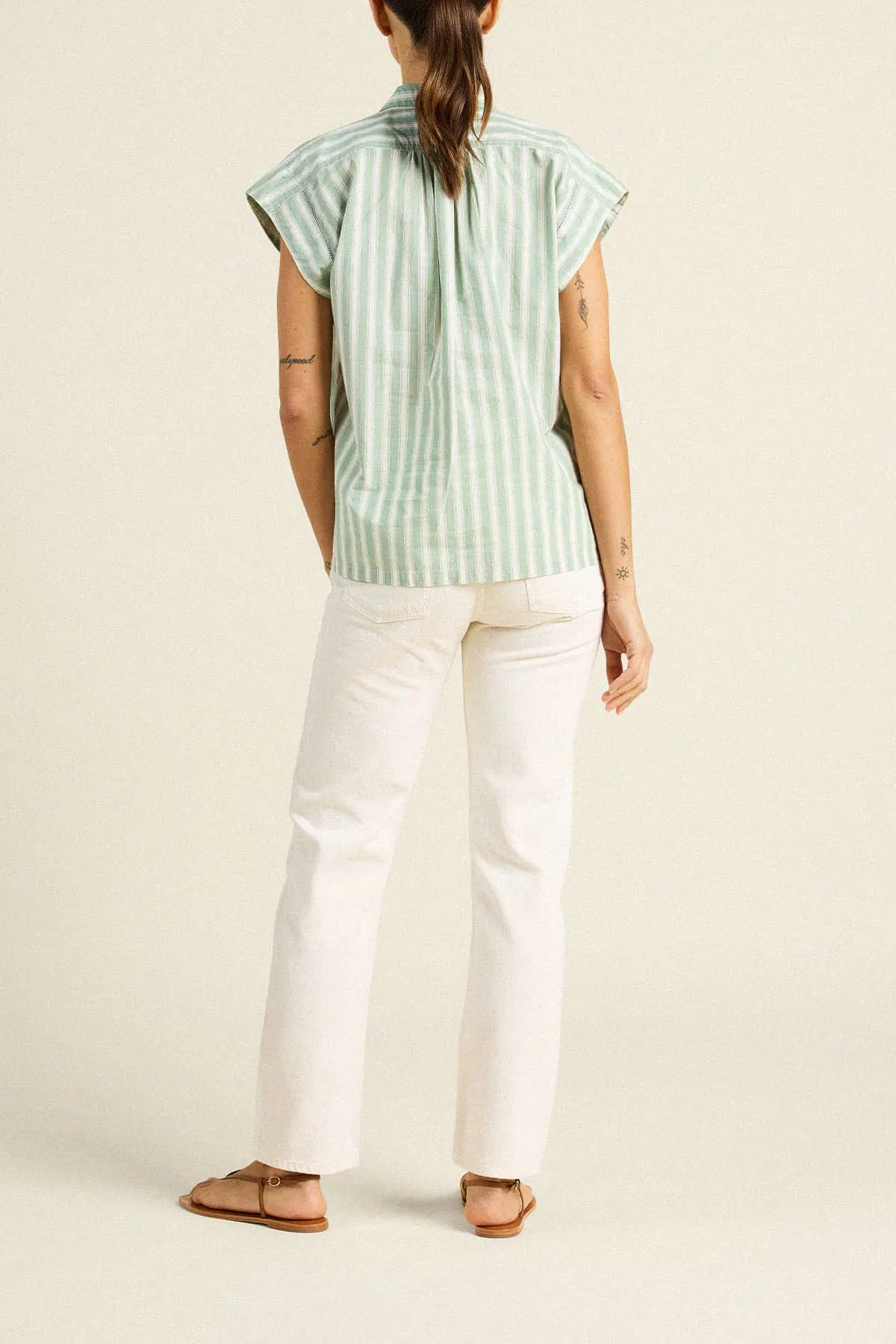 Della Shirt Green Cabana Stripe sold by Trovata product image thumbnail 3