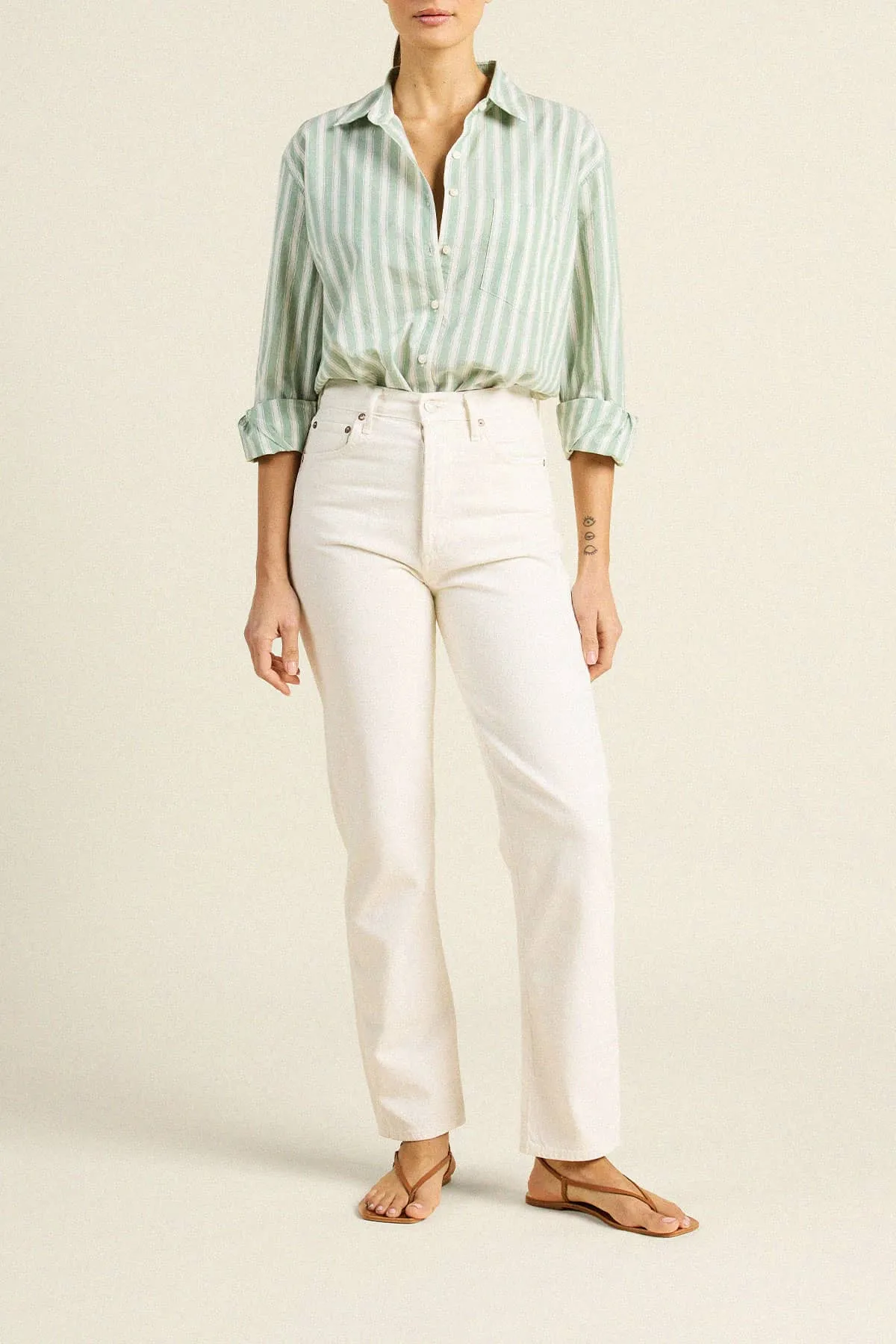 Blake Oversized Shirt Green Cabana Stripe sold by Trovata product image thumbnail 3