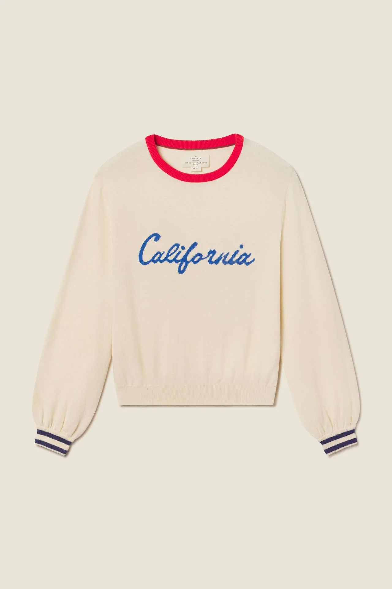 Ryann Sweater Antique White With Blue California sold by Trovata