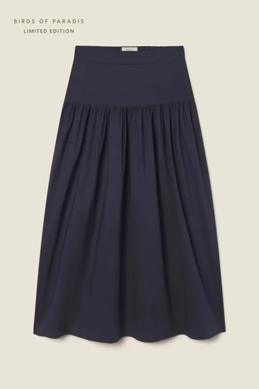 Lydia Skirt Navy Poplin sold by Trovata