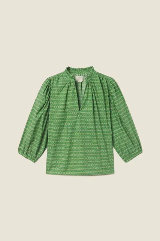 Orly Blouse Green Medallion sold by Trovata