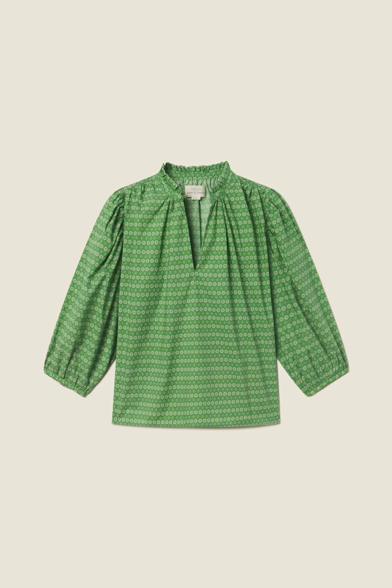 Orly Blouse Green Medallion sold by Trovata