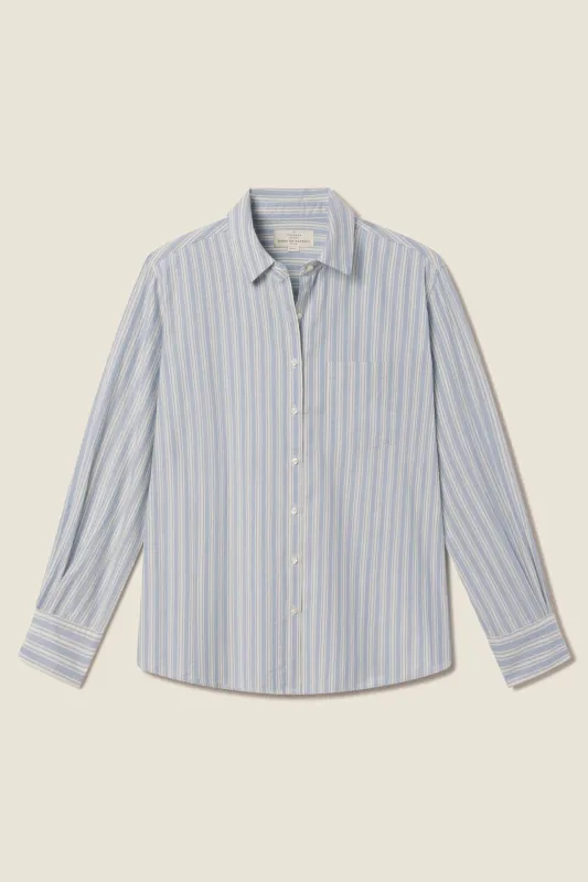 Blake Oversized Shirt Blue Oxford Stripe sold by Trovata