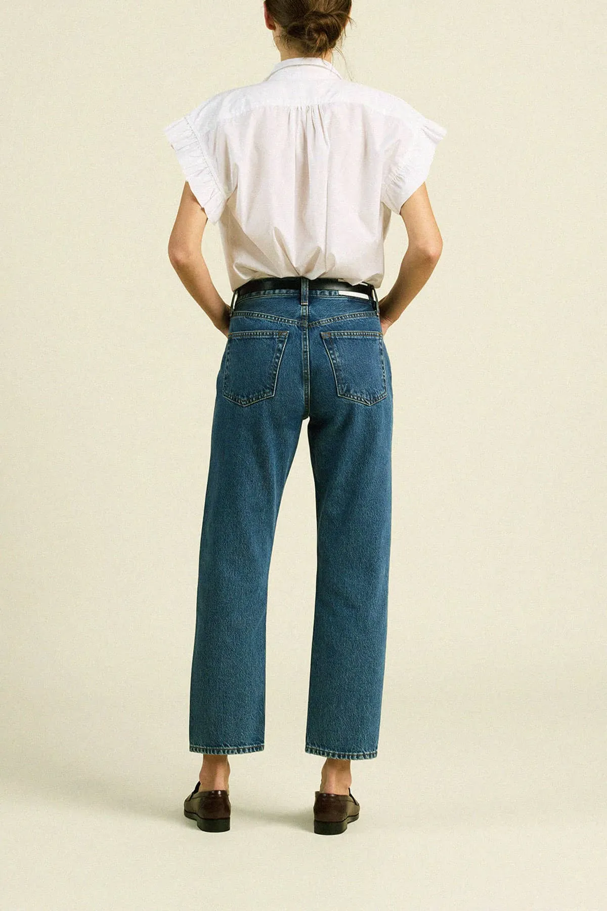 Marianne B Ruffle Sleeve Shirt White Poplin sold by Trovata product image thumbnail 4